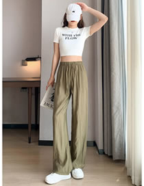 Fashion Green Extended Section Textured Acrylic Pleated Wide-leg Trousers
