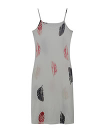 Fashion White Sleeveless Printed Slip Dress