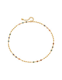Fashion Gold Brass Oil Drip Eye Bead Necklace