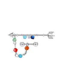 Fashion Multicolor Barbell Stainless Steel Bead Pendant Earrings