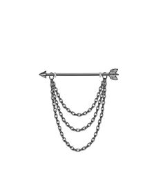 Fashion Black Arrow Three Chains Titanium Steel Geometric Chain Piercing Ear Bone Chain