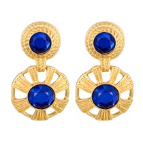 Fashion Royal Blue Alloy Diamond Geometric Drop Earrings