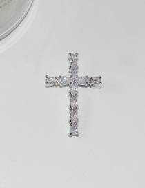 Fashion 4# Alloy Diamond Cross Brooch