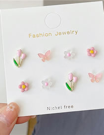 Fashion 4# Alloy Flower Butterfly Earring Set