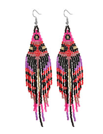 Fashion B Colorful Rice Bead Tassel Earrings