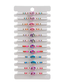 Fashion Color Multicolored Printed Shell Fimo Woven Bracelet Set