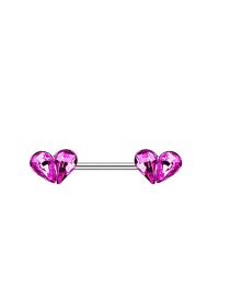 Fashion Purple Titanium Steel Diamond Heart Piercing Breast Nails