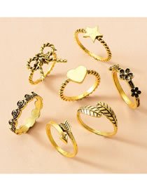 Fashion Gold Alloy Five-pointed Star Love Flower Bow Leaf Ring Set