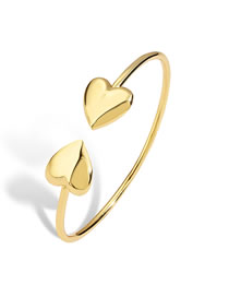 Fashion Gold Gold Plated Copper Glossy Double Heart Bracelet