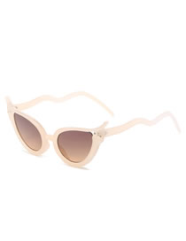 Fashion Rice White Frame Double Tea Tablets Cat Eye Snake Sunglasses