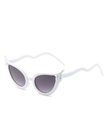 Fashion White Frame Double Gray Film Cat Eye Snake Sunglasses