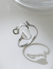 Fashion Steel Color Stainless Steel Ecg Heart Ring