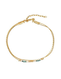 Fashion 2# Gold Silk Bead Beaded Double Layer Bracelet