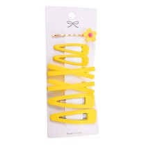 Fashion Yellow Resin Flower Cross Hairpin Set