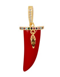 Fashion Red Copper Inlaid Zircon Crescent Pendant Accessories