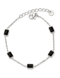 Fashion Anklet-8 Stainless Steel Square Zirconia Anklet