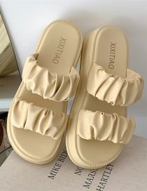 Fashion Cheese Yellow Platform Pleated Double-strap Slides