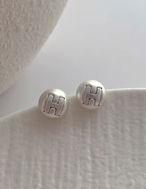 Fashion Silver Alphabet Earrings Metal Alphabet Round Stud Earrings