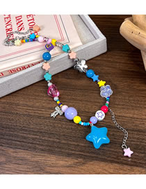 Fashion 3# Resin Geometric Beaded Star Bow Necklace