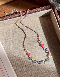 Fashion 12# Resin Geometric Beaded Heart Necklace