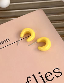 Fashion A Yellow Resin C-shaped Earrings