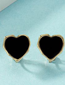 Fashion Black Alloy Love Drip Earrings