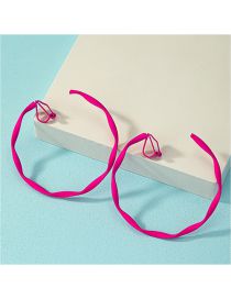 Fashion Rose Red Wavy Geometric Hoop Clip Earrings