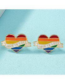 Fashion Wings Heart Alloy Color Stripe Heart Stud Earrings