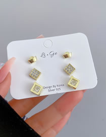 Fashion 28# Alloy Diamond Square Earring Set
