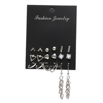 Fashion 25# Alloy Diamond Heart Geometric Earring Set
