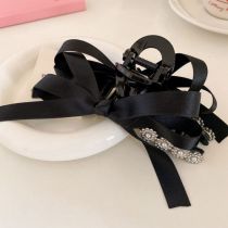Fashion Gripper - Black Fabric Bow Clip