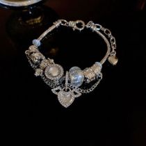 Fashion 29#bracelet-silver Heart Alloy Diamond Heart Multi-element Bracelet