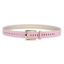 Fashion Pink Full Hole Square Pin Buckle Wide Belt