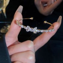Fashion 3# Open Bracelet - Silver Bow Alloy Diamond Bow Open Bracelet