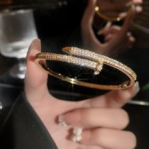 Fashion 11#bracelet-gold Real Gold Plating Alloy Diamond Stud Cuff Bracelet