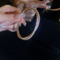 Fashion 19# Open Bracelet - Gold Double Layer Alloy Diamond Geometric Cuff Bracelet