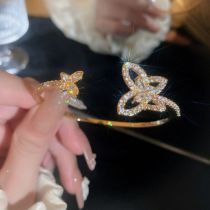 Fashion 25#bracelet-real Gold Plating-gold Alloy Diamond Butterfly Cuff Bracelet