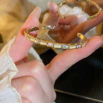 Fashion 29# Open Bracelet - Gold Alloy Diamond Geometric Cuff Bracelet