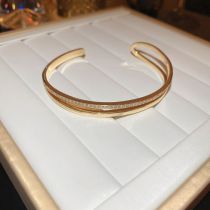 Fashion 34#open Bracelet-gold Real Gold Plating Alloy Diamond Geometric Cuff Bracelet