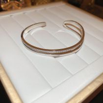 Fashion 35#open Bracelet-silver Real Gold Plating Alloy Diamond Geometric Cuff Bracelet
