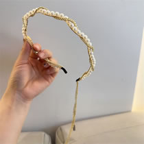 Fashion Pearl Chain Tassel Geometric Pearl Chain Tassel Slim Headband