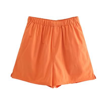 Fashion Orange Cotton Straight-leg Shorts