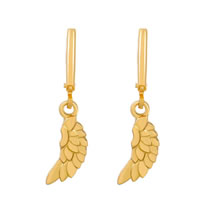 Fashion Gold Alloy Geometric Feather Hoop Earrings