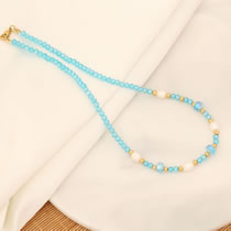 Fashion 2# Crystal Beaded Pearl Necklace
