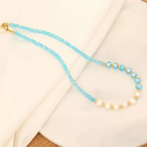 Fashion 3# Crystal Beaded Pearl Necklace
