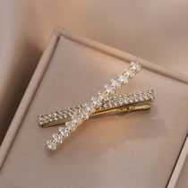 Fashion Gold Geometric Diamond Crossover Barrette