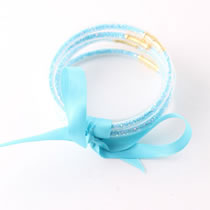 Fashion Sky Blue Silicone Sequin Bow Bracelet