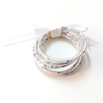 Fashion White Silicone Polka Dot Bow Bracelet Set