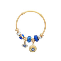 Fashion Blue Alloy Diamond-studded Oil Dripping Eyes Multi-element Bracelet