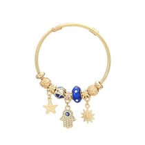 Fashion Dark Blue Alloy Diamond Palm Eye Pentagram Multi-element Bracelet
